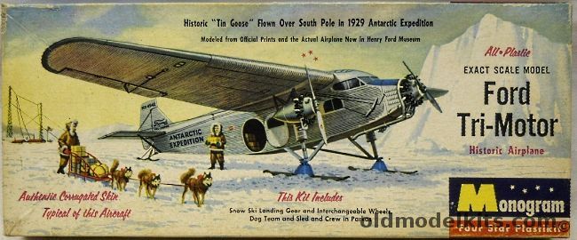 Monogram 1/77 Ford Tri-Motor With Skis Antarctic Expedition - Four Star Issue, P15-98 plastic model kit